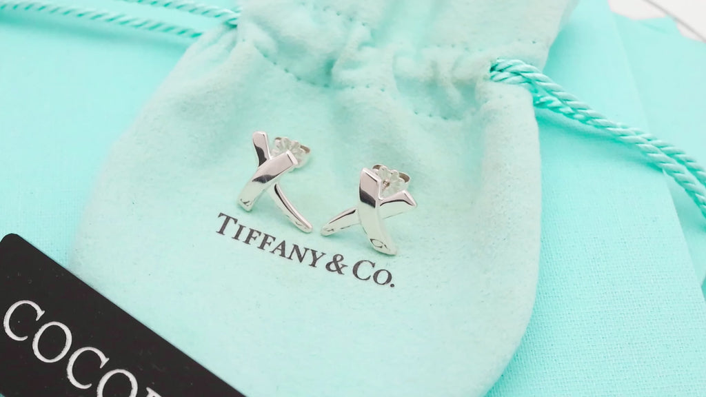 Tiffany & Co. Picasso X Kiss Cross Stud Earrings Sterling Silver 925 