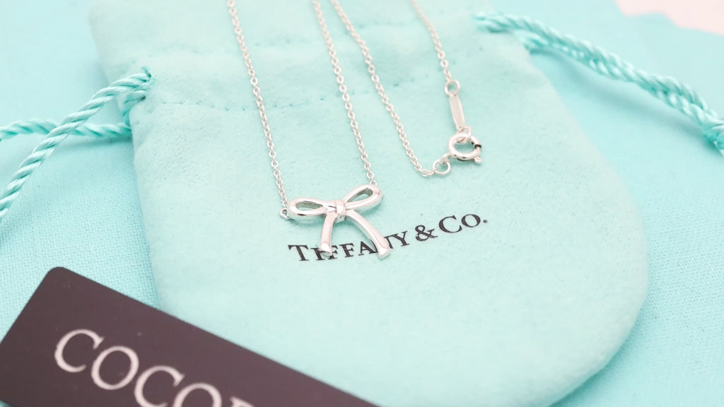 Tiffany & Co. Ribbon Bow Necklace Pendant  Sterling Silver 925 