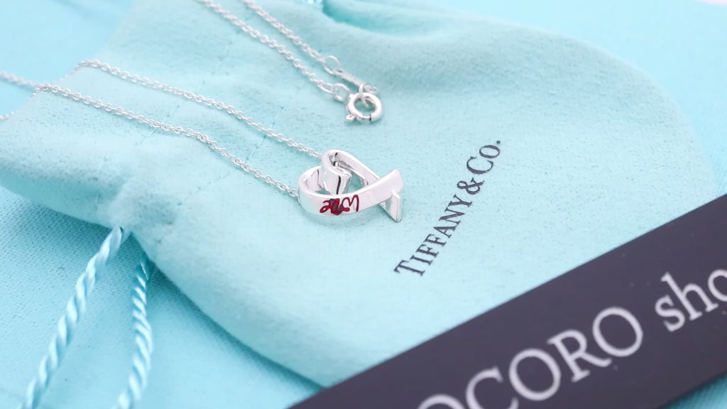 TIFFANY&Co. ラビング ハート LOVE レッド エナメル パロマピカソ ネックレス AG925