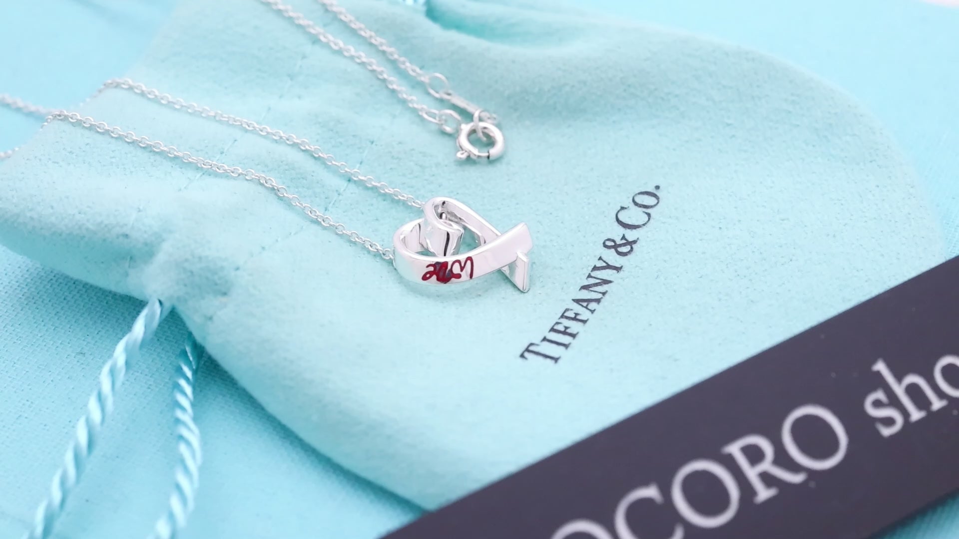TIFFANY&Co. ラビング ハート LOVE レッド エナメル パロマピカソ ネックレス AG925