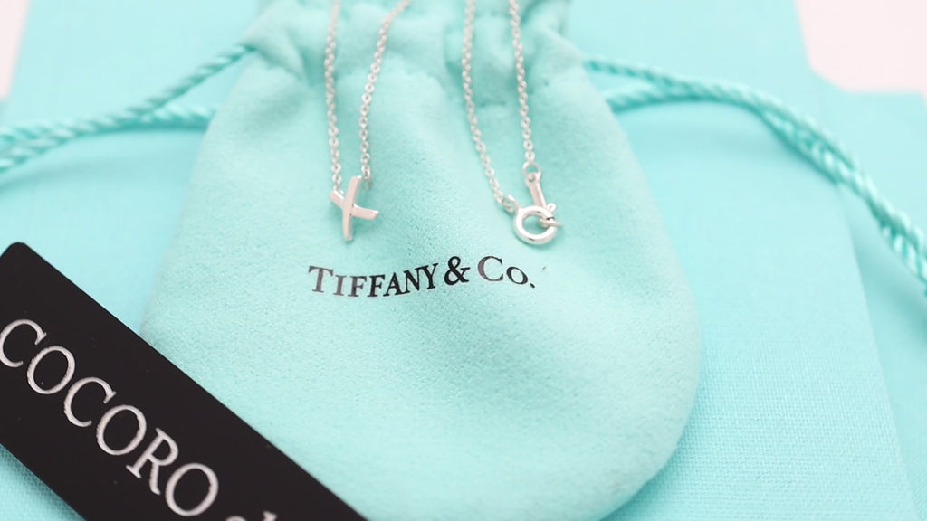 Tiffany & Co. Mini X Kiss Cross Pendant Necklace Sterling Silver 925 