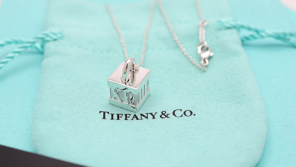 Tiffany & Co. Atlas Cube Lock Padlock Necklace Pendant Sterling Silver 925 
