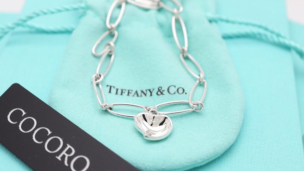 Tiffany & Co. Peretti Curved Full Heart Bracelet Sterling Silver 925