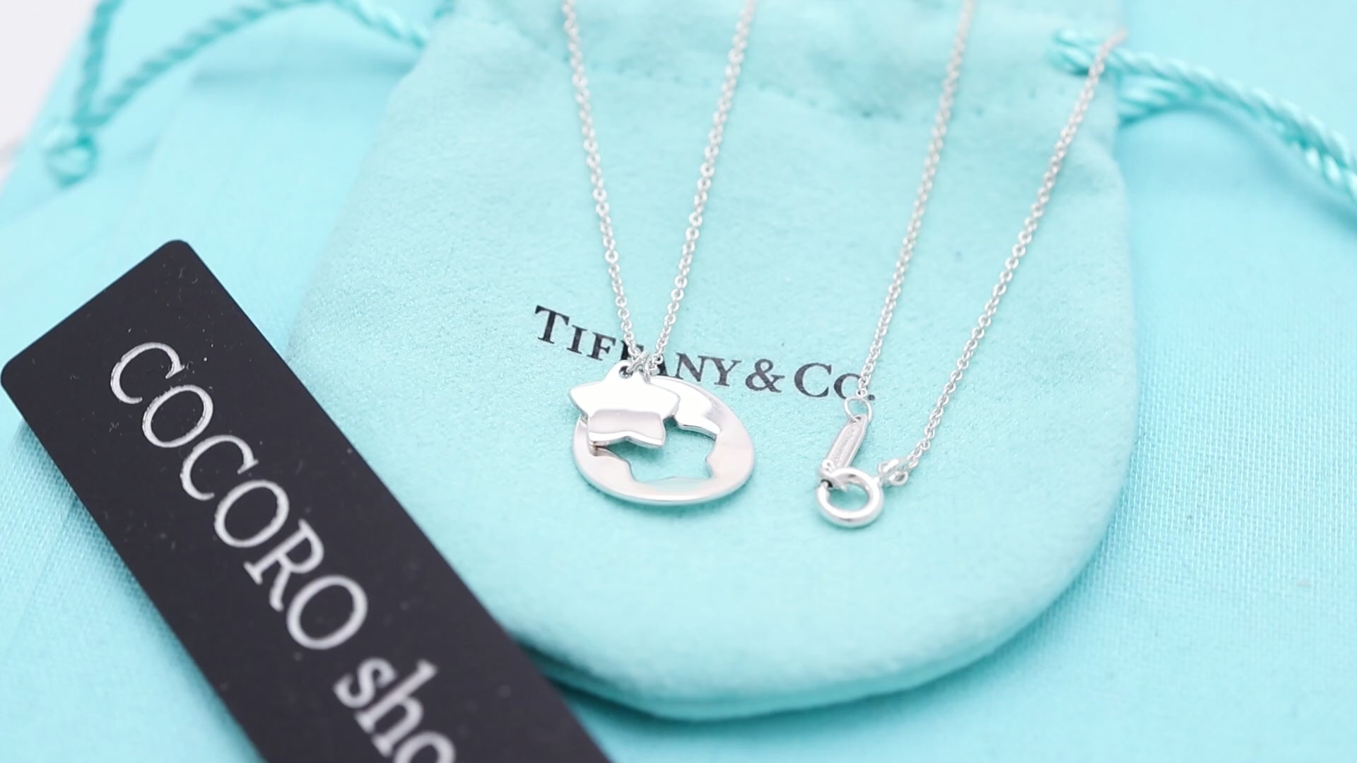 Tiffany & Co. Stencil Star Cutout Circle Necklace Sterling Silver 925 