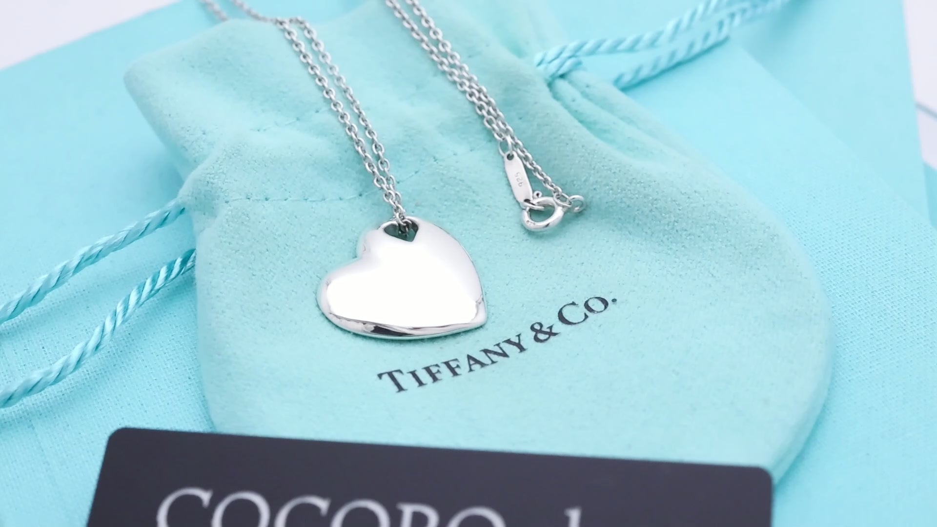 Tiffany & Co. Stencil Cutout Two Heart Necklace  Sterling Silver 925