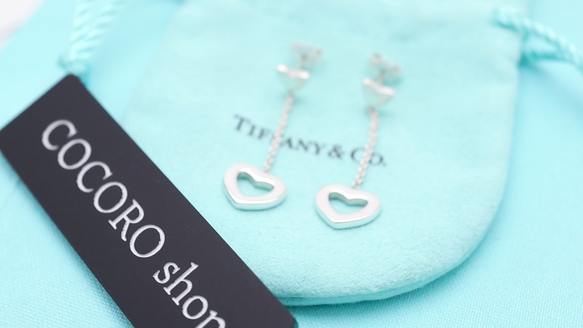 Tiffany & Co. Heart Link Drop Dangle Stud Earrings Sterling Silver 925