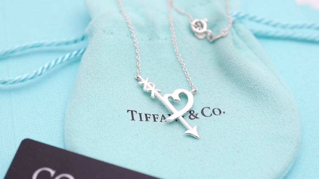  Tiffany & Co. Loving Heart Arrow Necklace Sterling Silver 925 