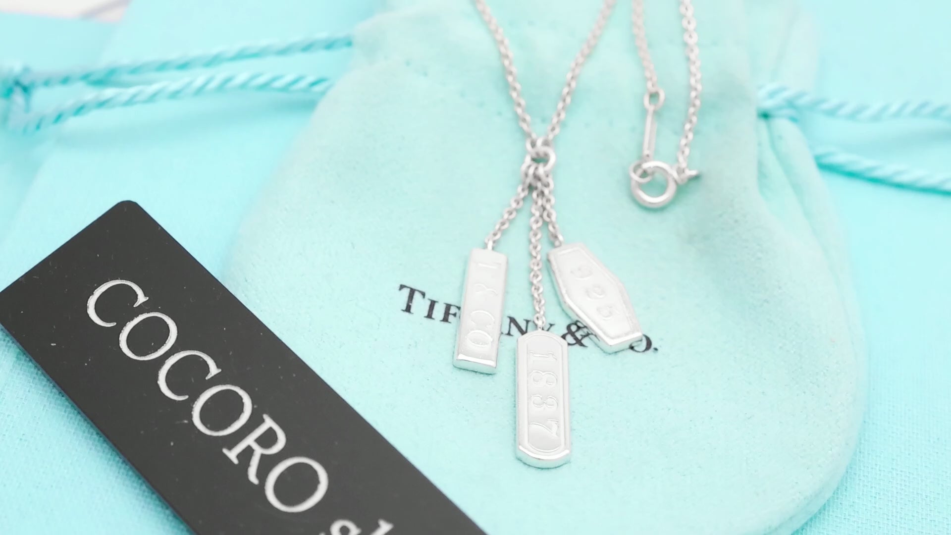 Tiffany & Co. 1837 Elements Three Bar Drop Necklace Sterling Silver 925