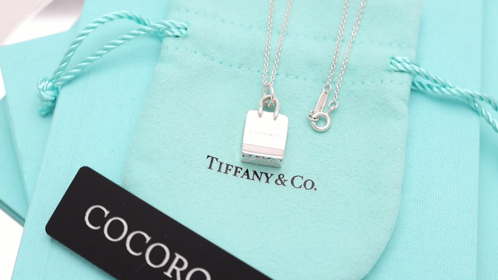 Tiffany & Co. Shopping Bag Pendant Charm Necklace Sterling Silver 925