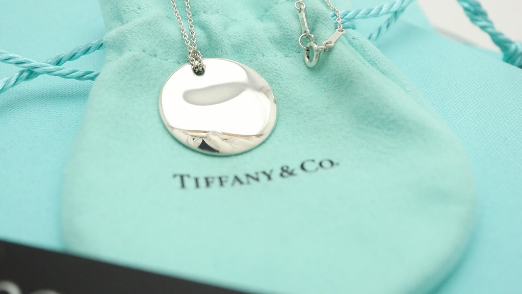 Tiffany & Co. Round Circle Disc Necklace Pendant  Sterling Silver  925