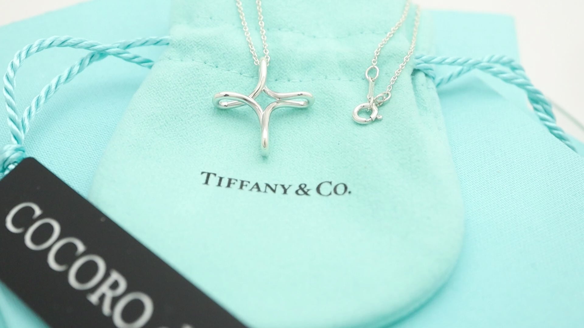  Tiffany & Co.. Infinity Cross Necklace Pendant Silver 925 