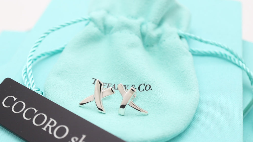 Tiffany & Co. Picasso X Kiss Cross Stud Earrings Sterling Silver 925 