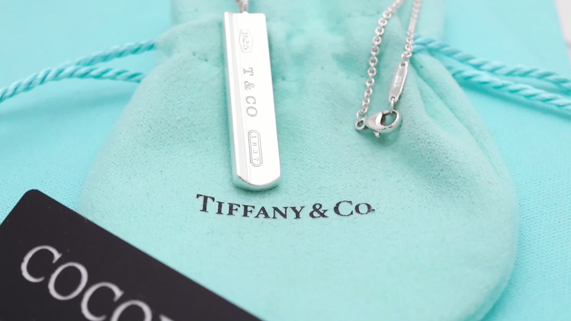 TIFFANY & Co. 1837 Bar Plate Pendant Necklace Chain Sterling Silver 925