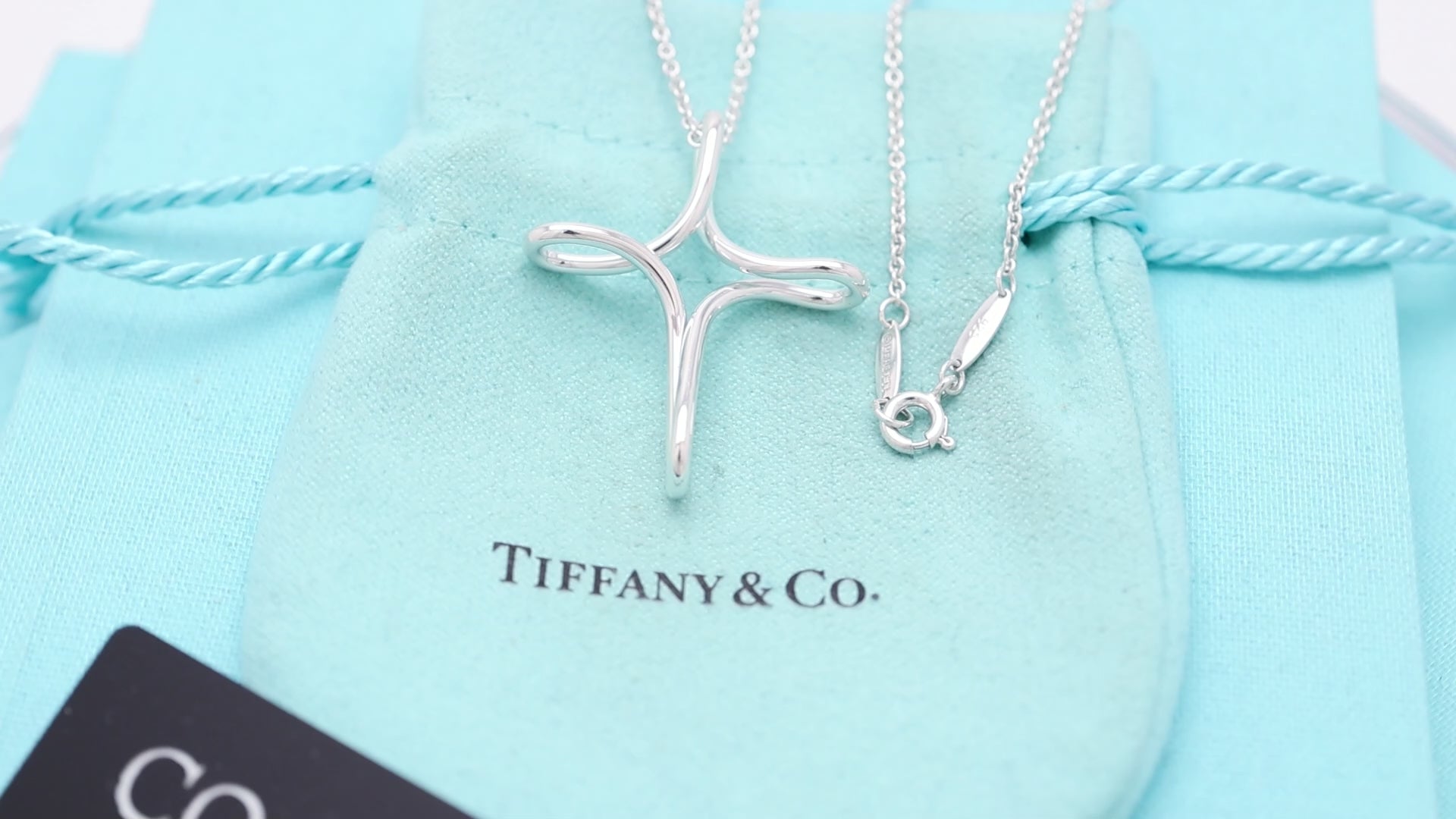  Tiffany & Co. Infinity Cross Necklace Pendant  Sterling Silver 925 