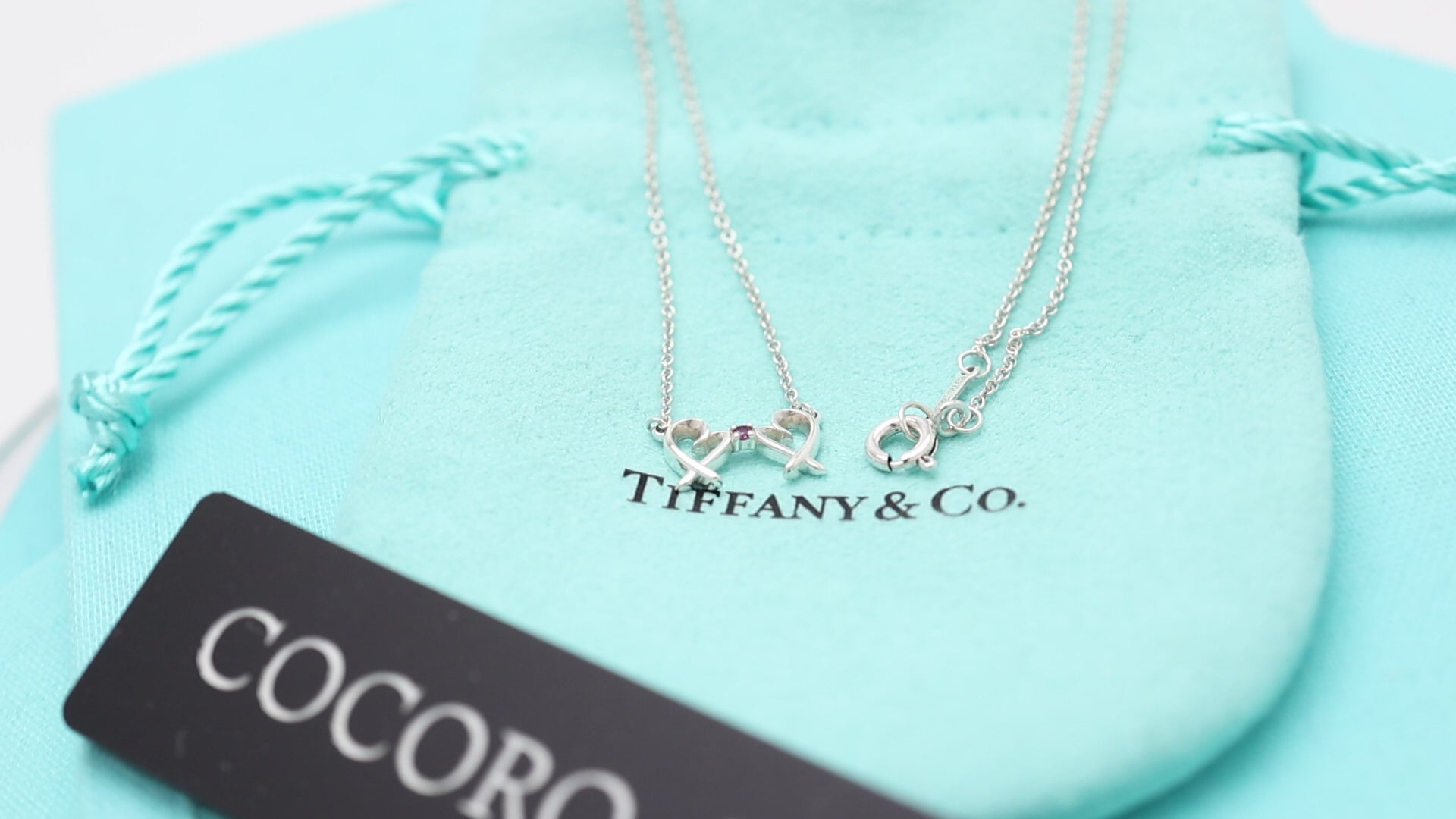 TIFFANY&Co. ダブル ラビング ハート 1P ピンクサファイア パロマピカソ ネックレス AG925