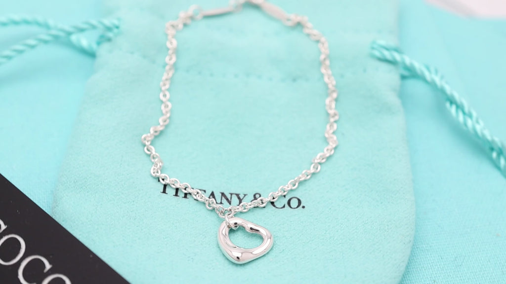 Tiffany & Co. Peretti 11mm Open Heart Bracelet Sterling Silver 925