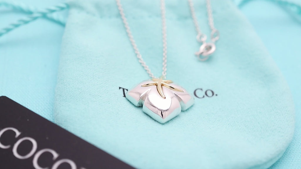  Tiffany & Co. Nature Leaf Pendant Necklace Sterling Silver 925 & Gold 