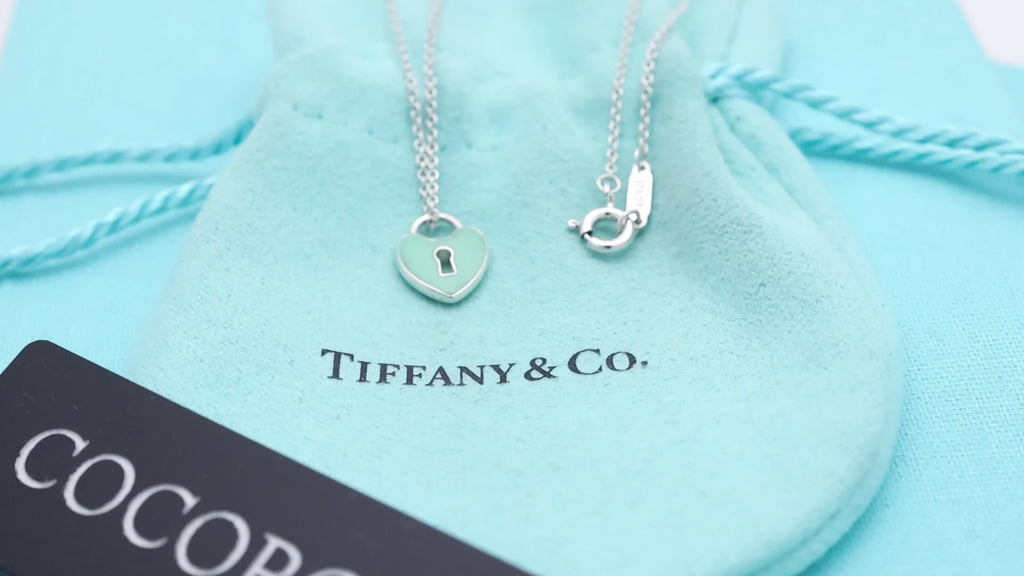 TIFFANY&Co. ハート ロック ブルーエナメル ネックレス AG925