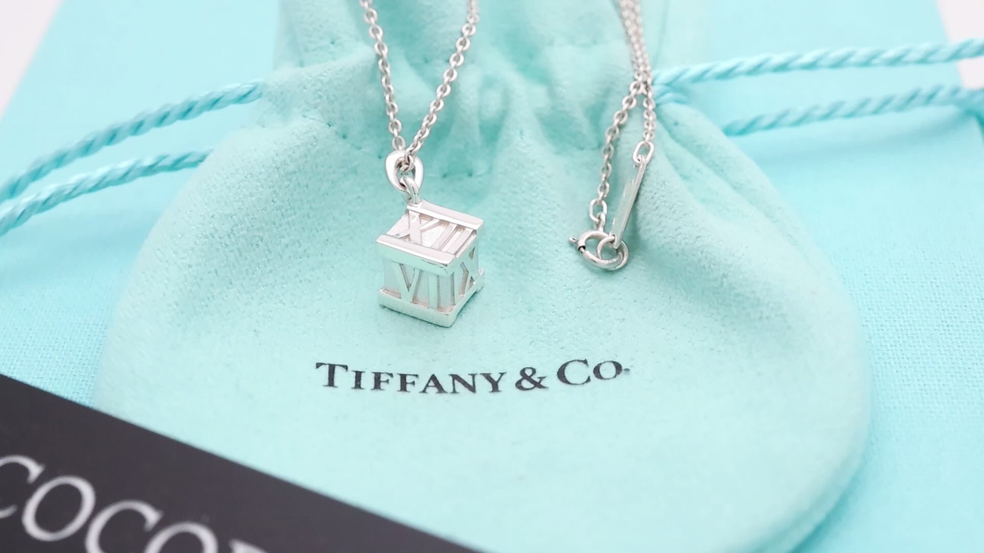  Tiffany & Co. Atlas Cube Necklace Pendant  Sterling Silver  925 
