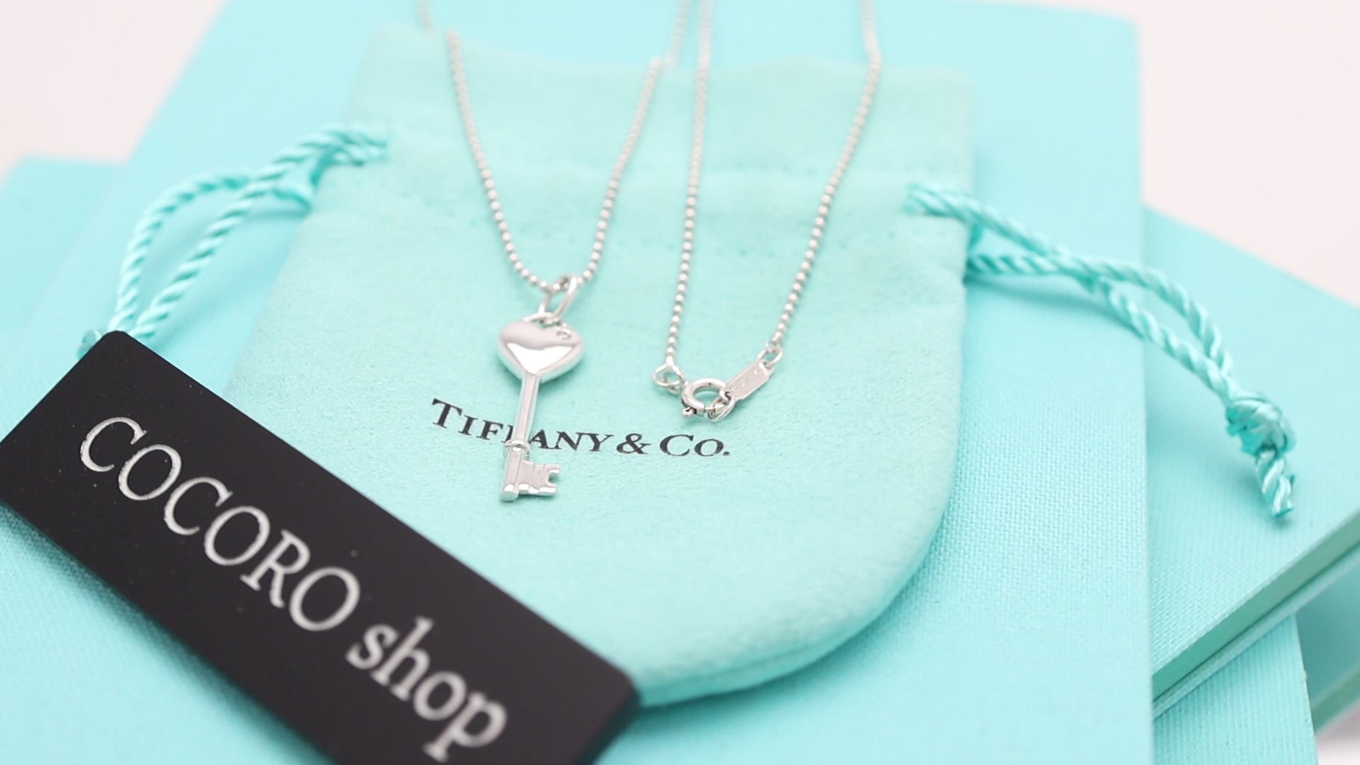 Tiffany & Co. Heart Key 1P Diamond Necklace Sterling Silver 925 