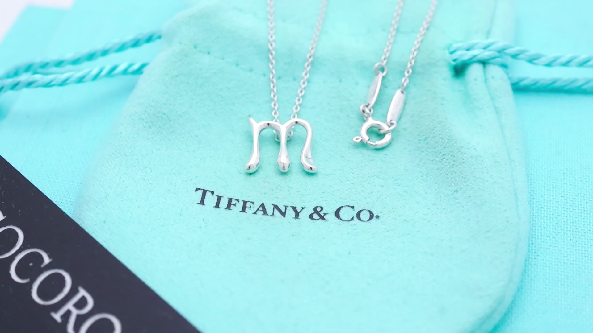 Tiffany & Co. Initial Letter "M" Necklace Pendant Sterling Silver 925
