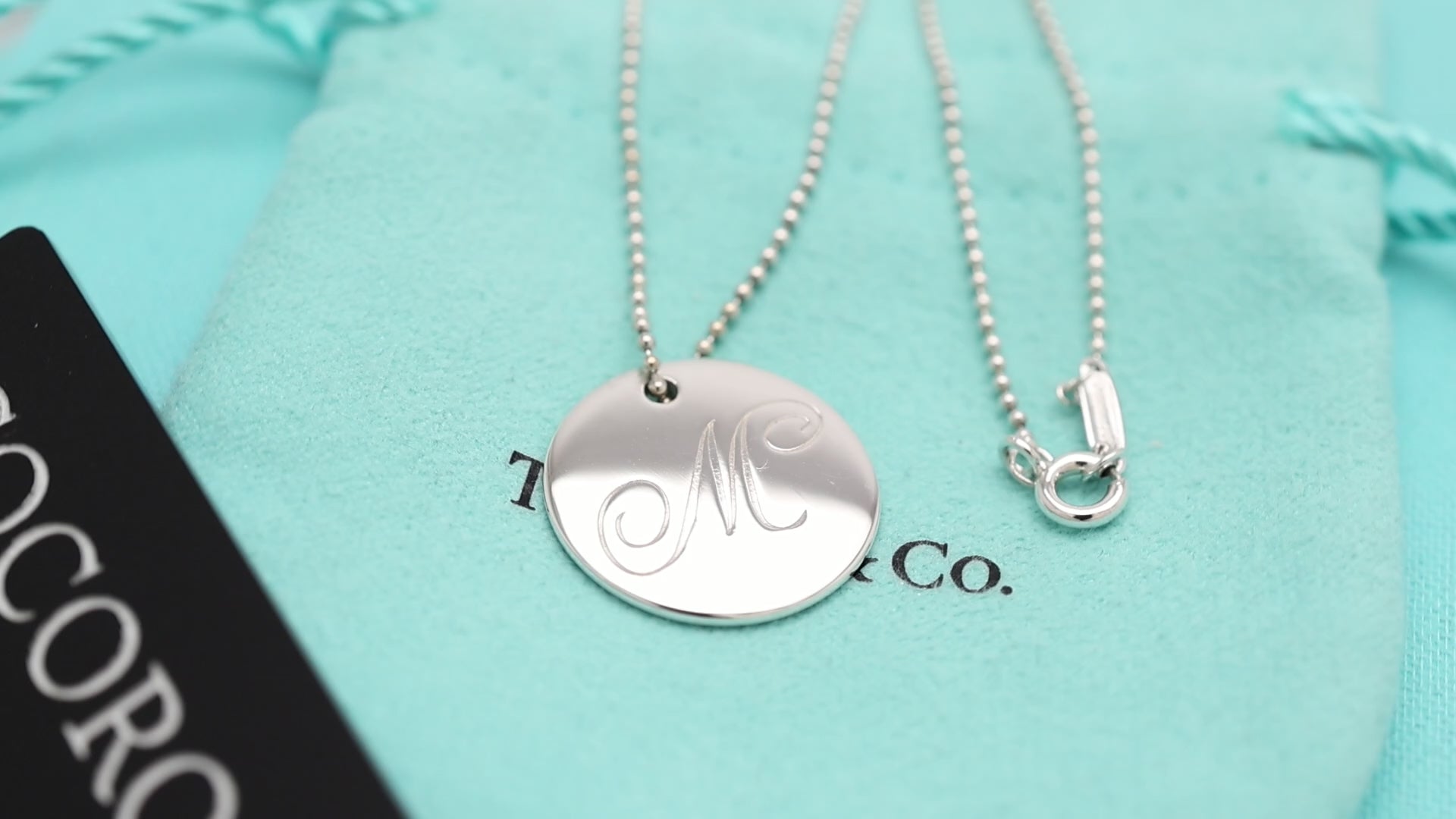  Tiffany & Co. Letter M Notes Initial Disc Necklace Sterling Silver 925