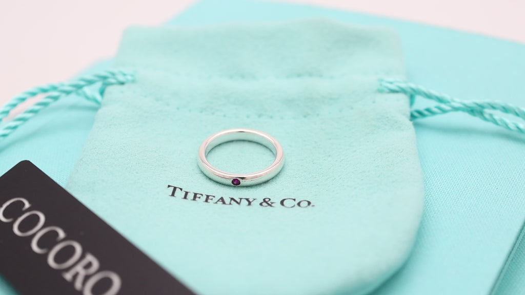 Tiffany & Co. Ruby Stacking Band Ring Sterling Silver 925