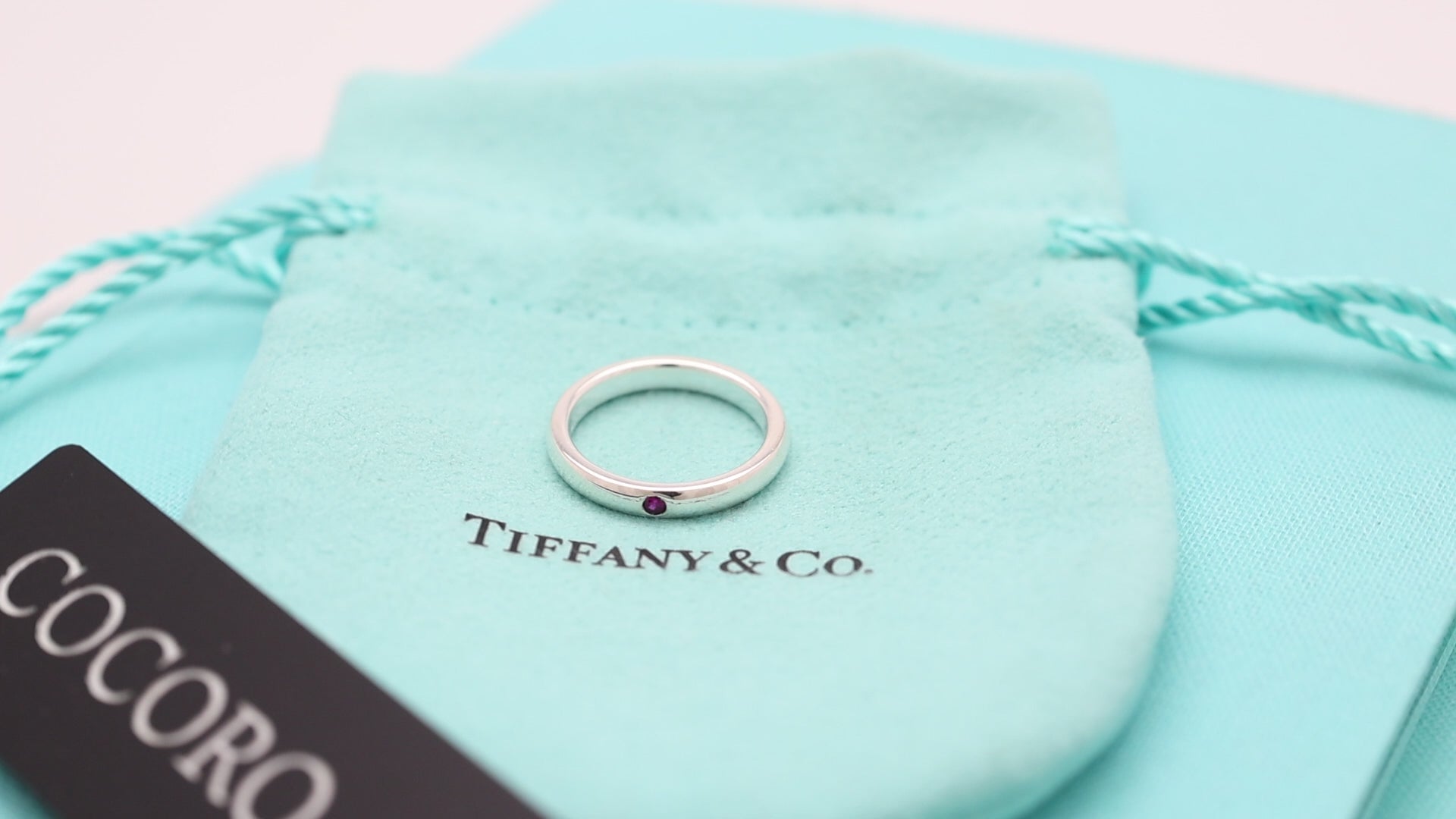Tiffany & Co. Ruby Stacking Band Ring Sterling Silver 925