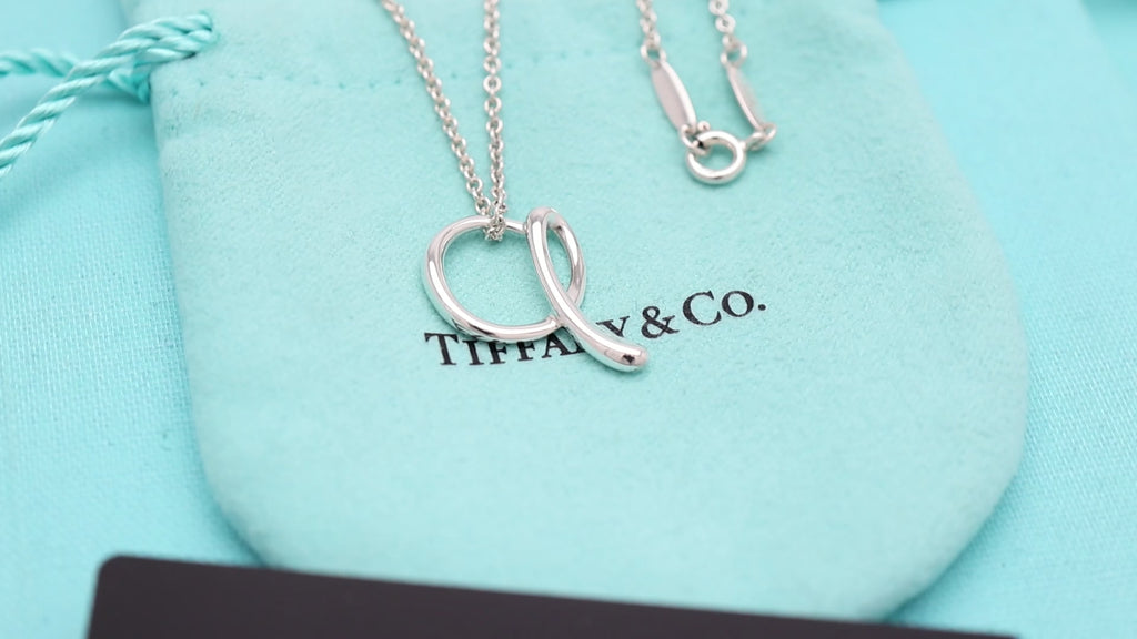 Tiffany & Co. Initial Letter "A" Pendant Necklace Sterling Silver 925