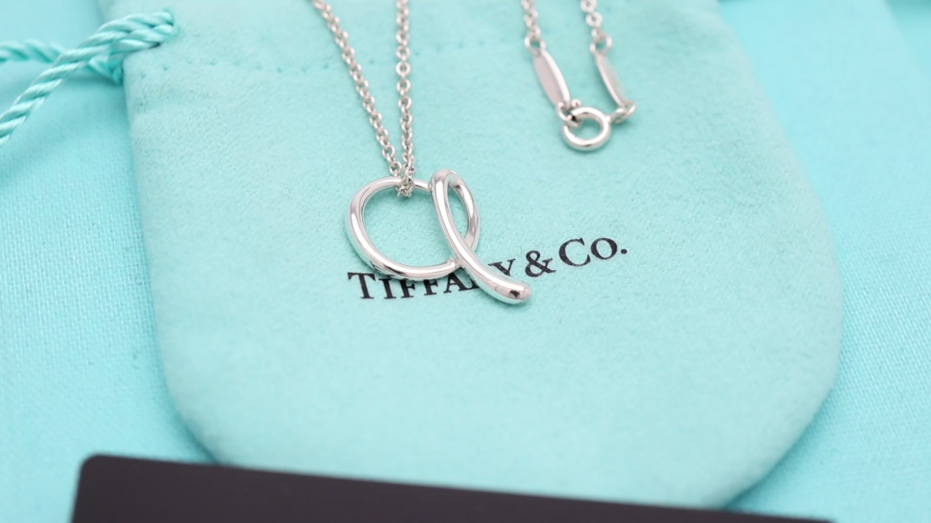 Tiffany & Co. Initial Letter "A" Pendant Necklace Sterling Silver 925