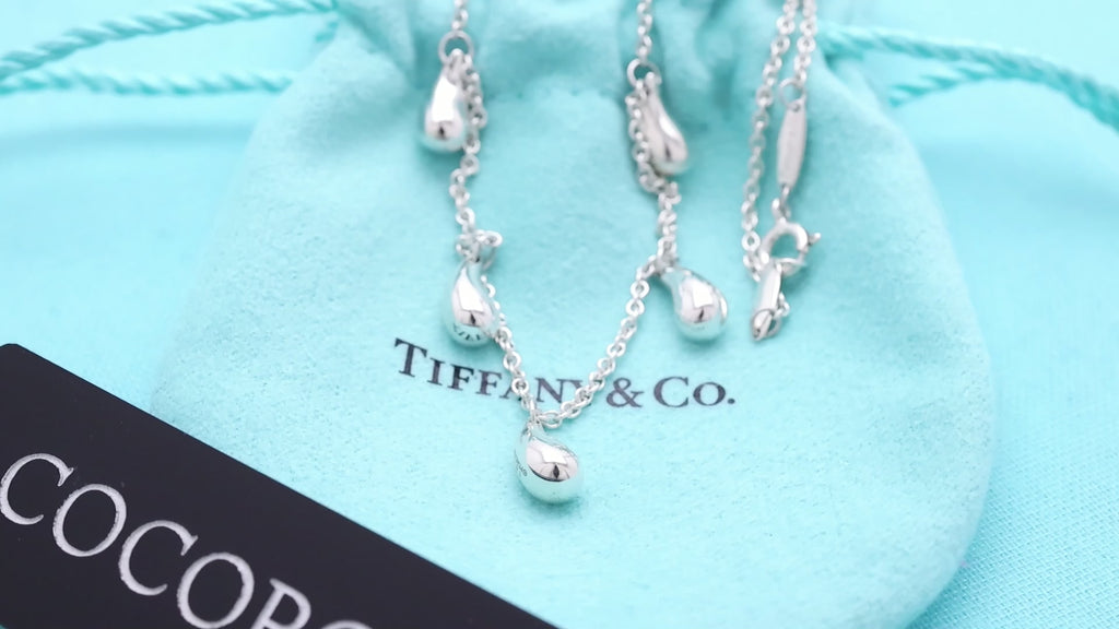 Tiffany & Co. Elsa Peretti Five 5 Teardrop Necklace Sterling Silver 925
