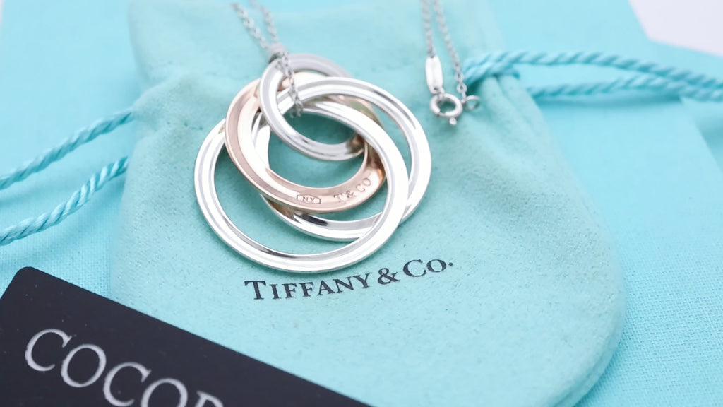 TIFFANY&Co. 4連 1837 インターロッキング サークル ネックレス ルベドメタル AG925