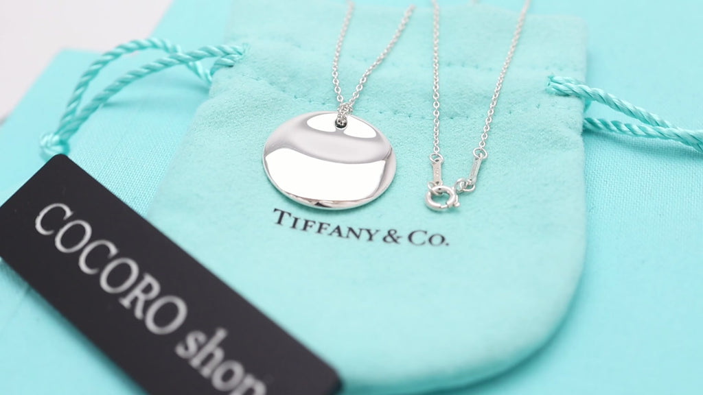 Tiffany & Co. Round Circle Disc Necklace Pendant  Sterling Silver  925