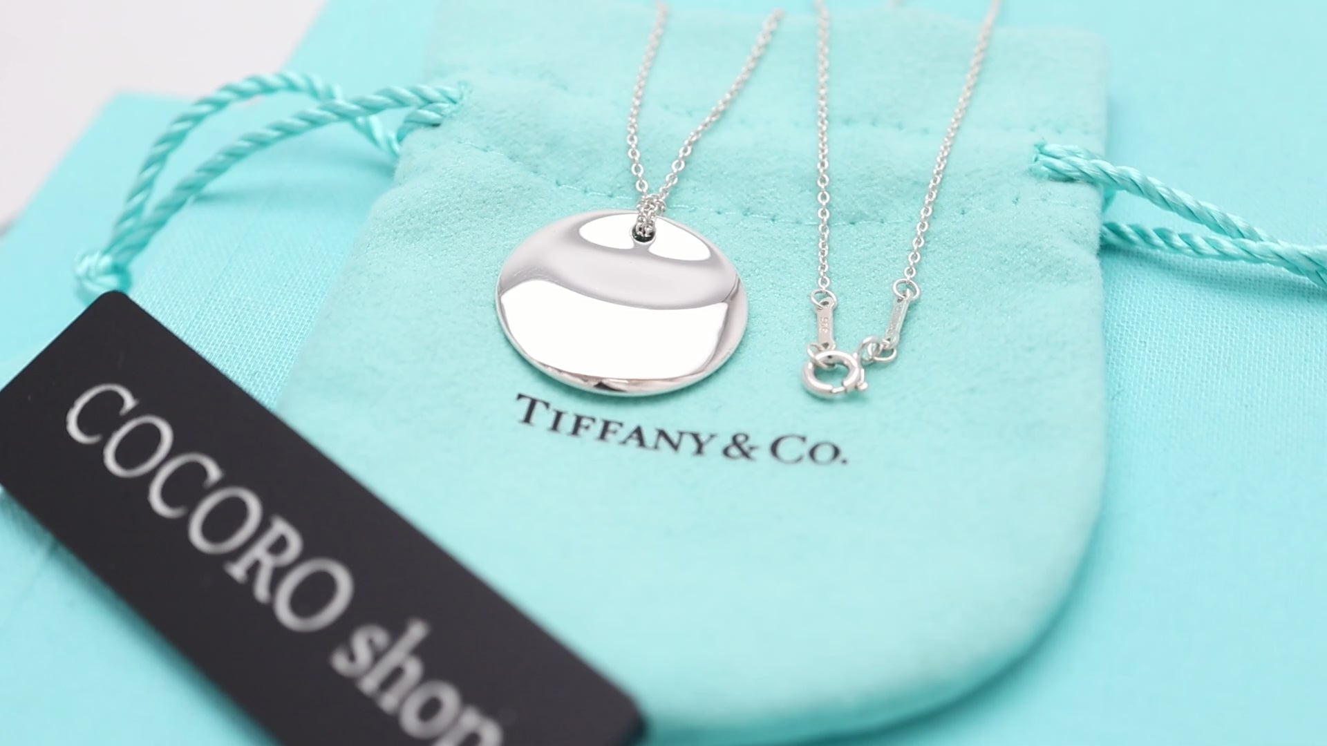 Tiffany & Co. Round Circle Disc Necklace Pendant  Sterling Silver  925