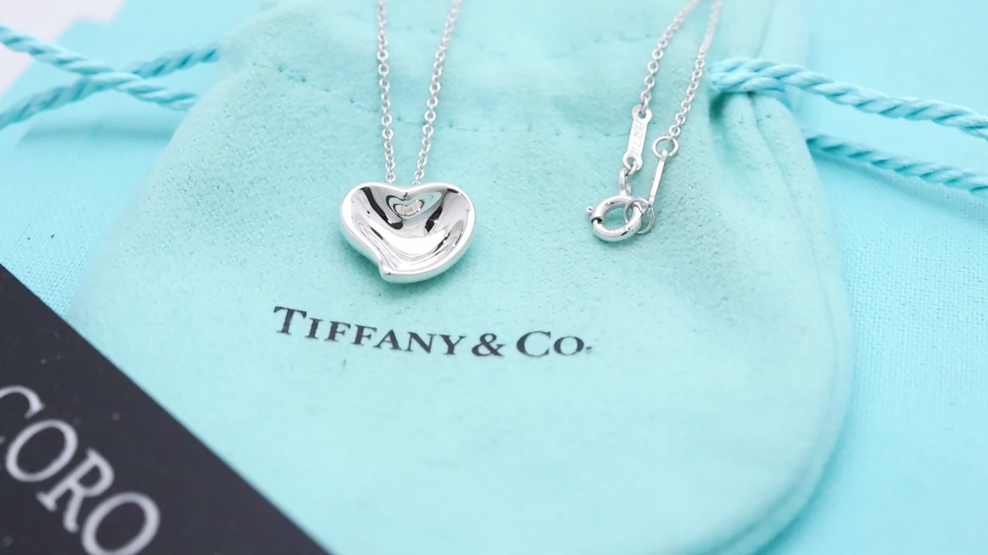 Tiffany & Co. Peretti Curved Full Heart Necklace Sterling Silver 925