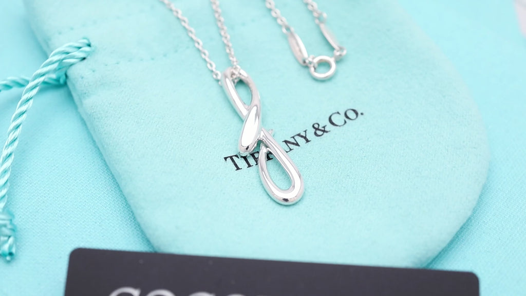 Tiffany & Co. Initial Letter "F" Pendant Necklace Sterling Silver 925