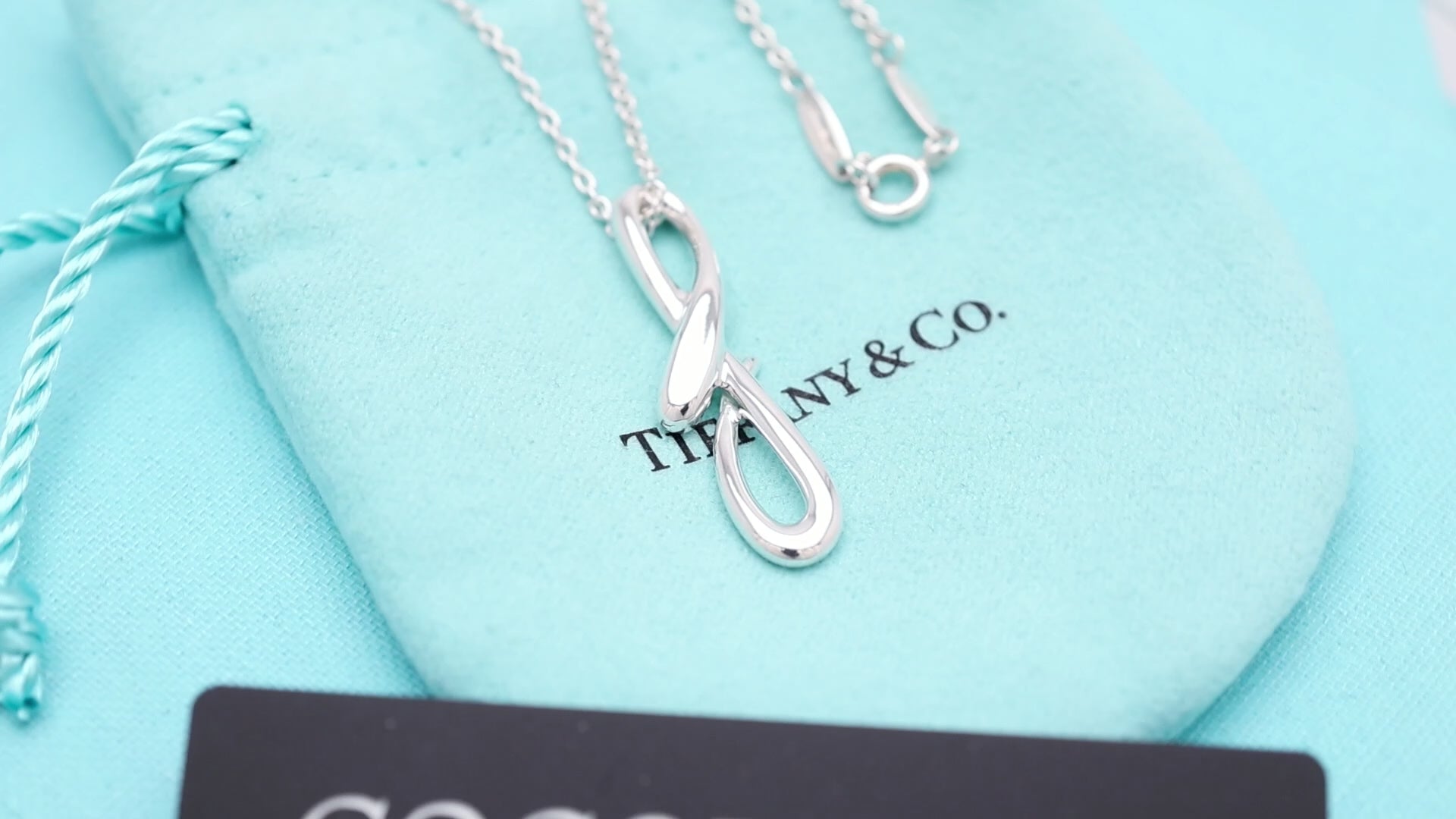 Tiffany & Co. Initial Letter "F" Pendant Necklace Sterling Silver 925