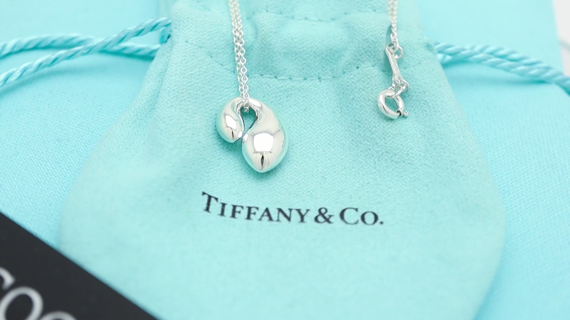 Tiffany & Co. Elsa Peretti Sterling Silver Double Teardrop Pendant Necklace Sterling Silver 925