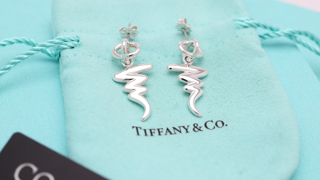 Tiffany & Co. Picasso Scribble Zig Zag Stud Earrings Sterling Silver 925