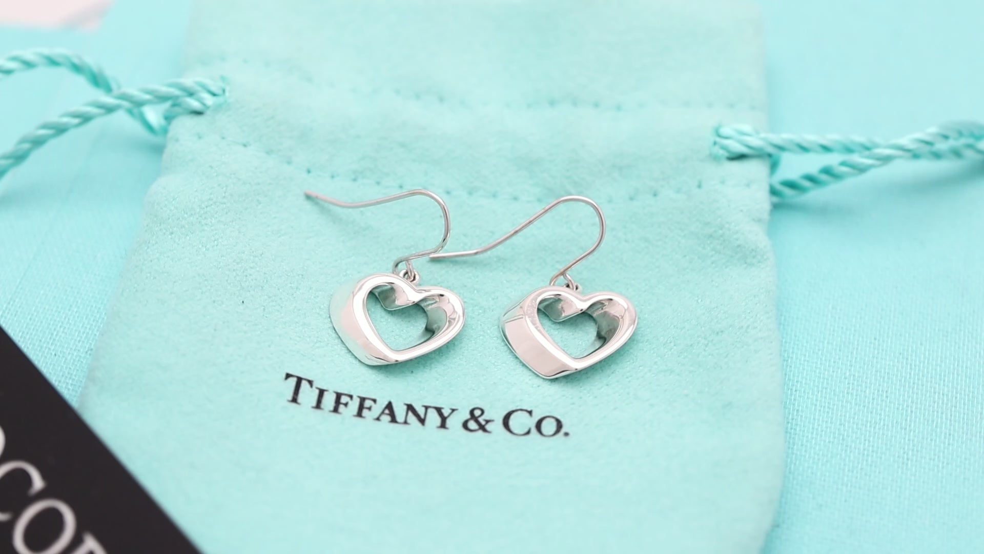 Authentic Tiffany & Co. 3D Geometric Heart Hook Earrings Sterling Silver 925
