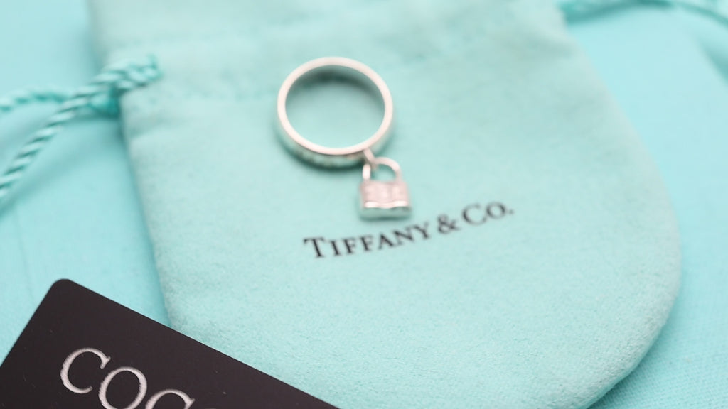 Tiffany & Co. 1837 Padlock Dangle Ring Sterling Silver 925