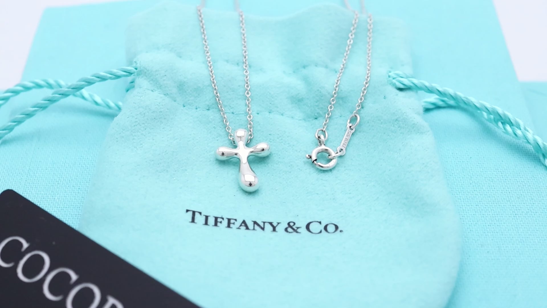  Tiffany & Co. Small Cross Pendant Necklace  Sterling Silver 925 