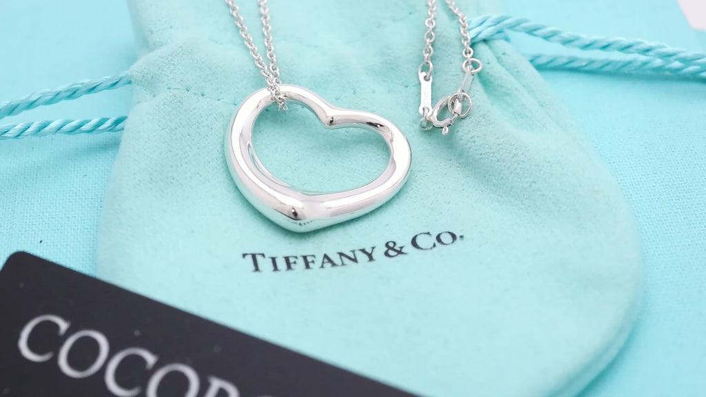 Tiffany & Co. Open Heart Pendant Necklace Sterling Silver 925