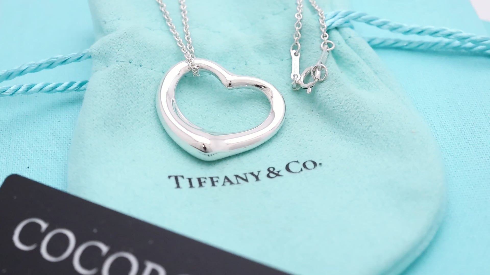 Tiffany & Co. Open Heart Pendant Necklace Sterling Silver 925