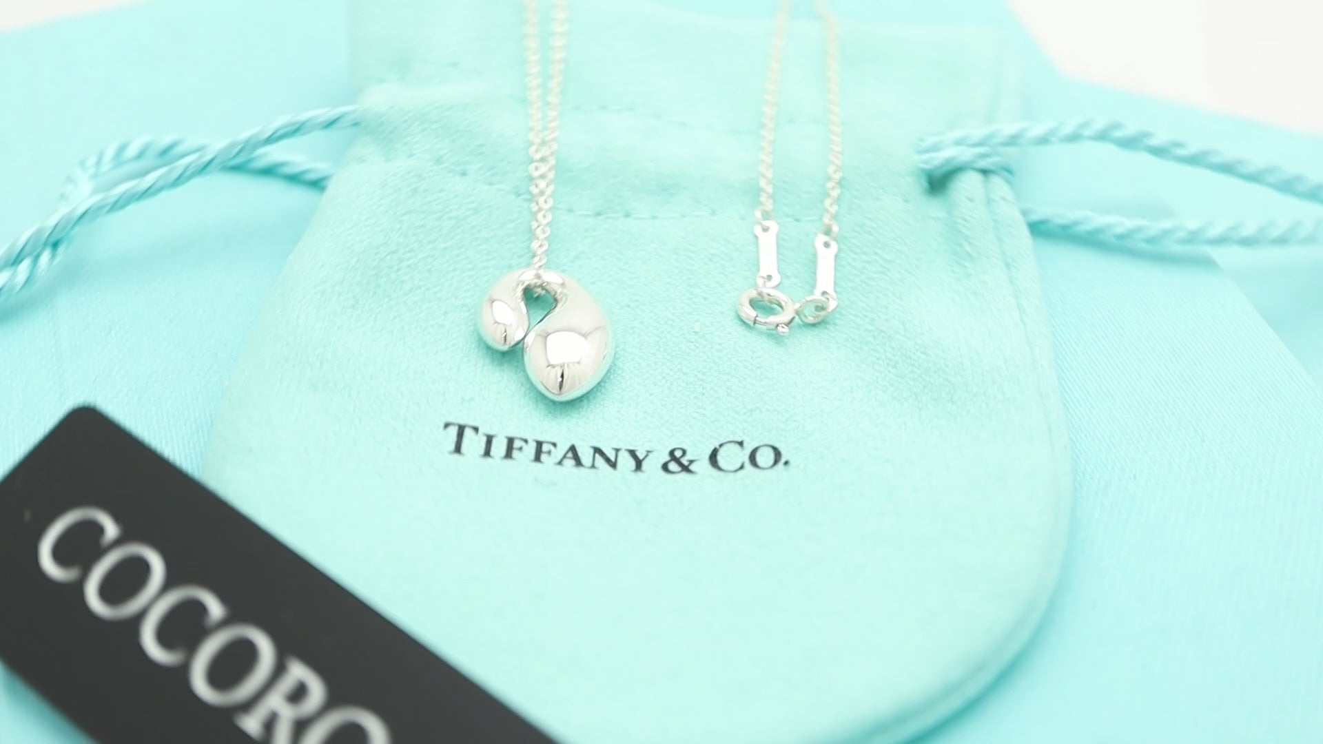 Tiffany & Co. Elsa Peretti Sterling Silver Double Teardrop Pendant Necklace