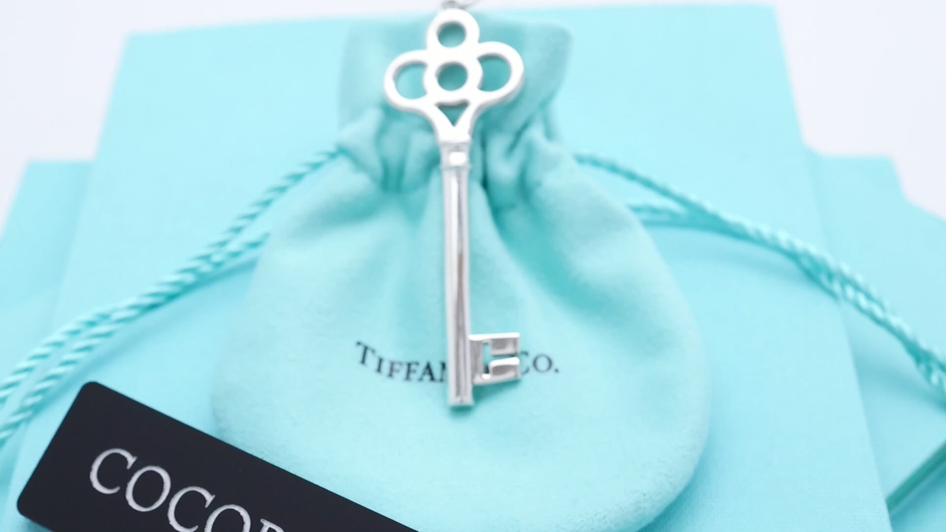 Tiffany & Co. LARGE Crown Key Pendant Charm Sterling Silver 925
