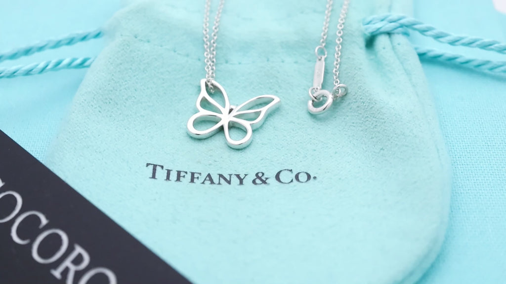 Tiffany & Co. Large Butterfly Necklace Pendant  Sterling Silver 925