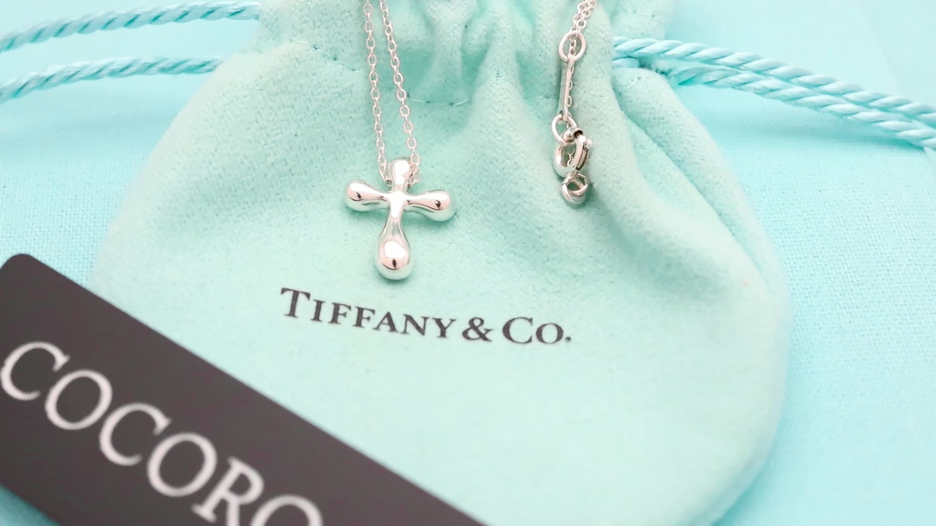  Tiffany & Co. Small Cross Pendant Necklace  Sterling Silver 925 