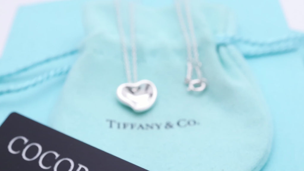 Tiffany & Co. Peretti Curved Full Heart Necklace Sterling Silver 925