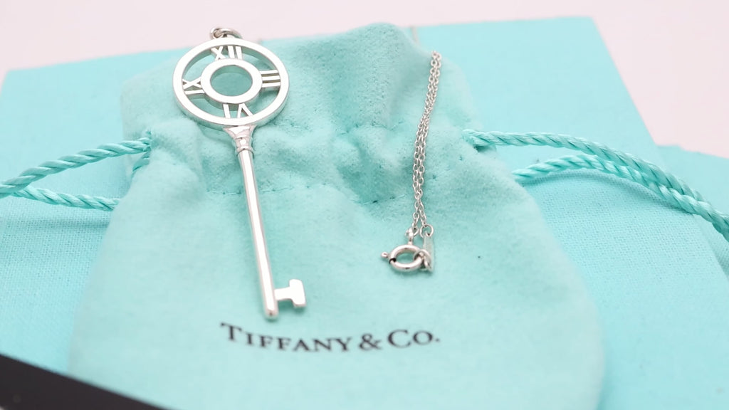  Tiffany & Co. Large Atlas Key Pendant Necklace Sterling Silver 925 